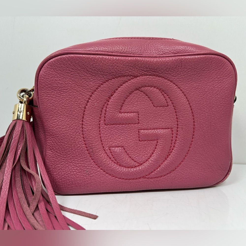 GUCCI Soho Disco Shoulder Bag Leather Pink Authentic